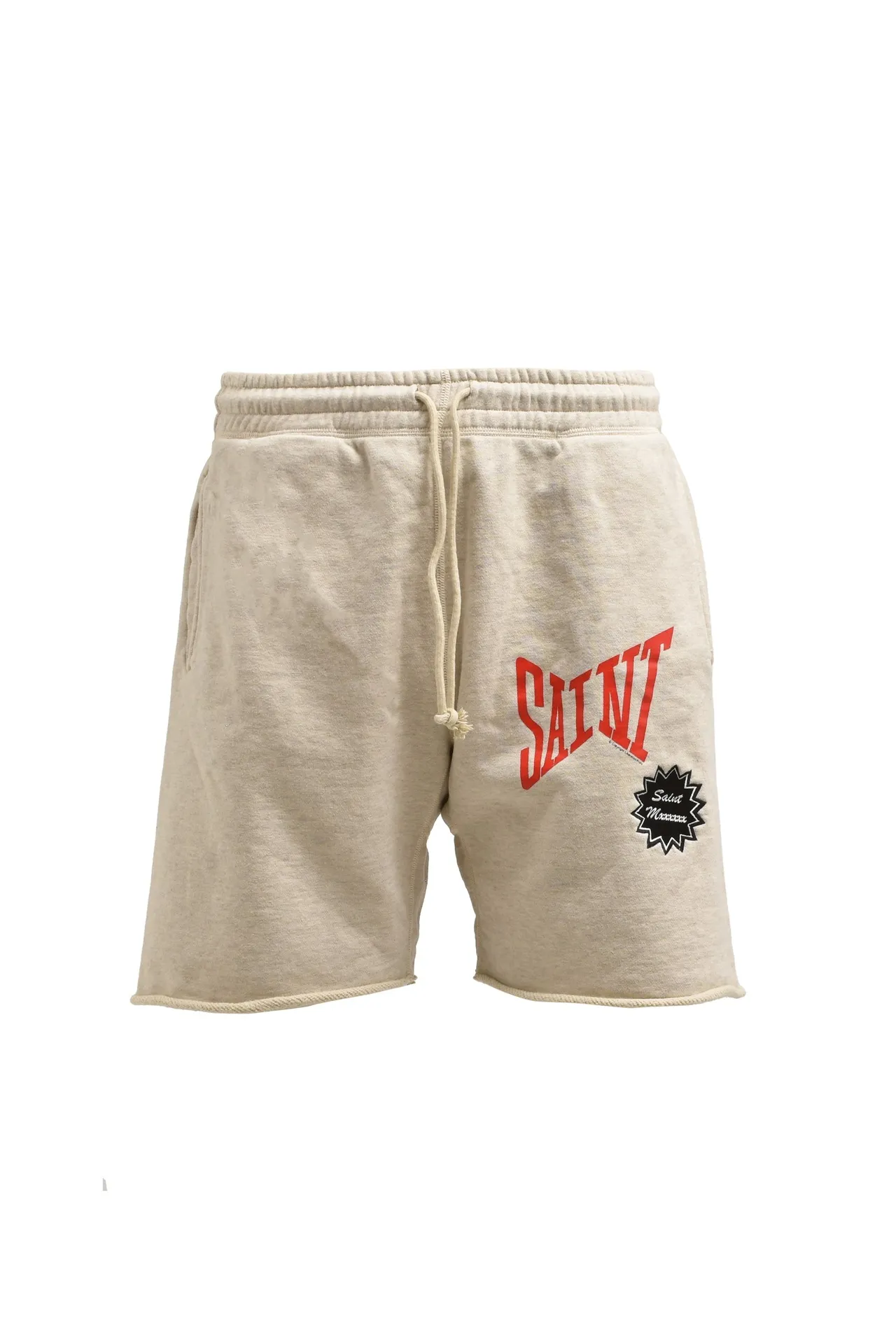 SAINT Mxxxxxx 'SAINT' SWEAT SHORTS/GRY/BLK embroidered SAINT LOGO basic shorts, distressed gray/washed black S-XL, four needles and six threads throughout, produced by a major domestic factory, imported Tajima machine embroidery, washed and distressed, original version